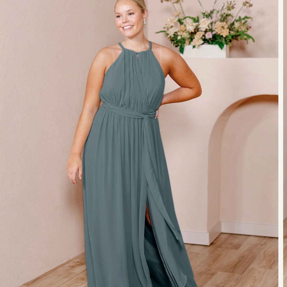 Eliza Chiffon Faux Wrap Dress - Eucalyptus